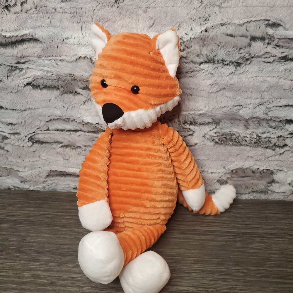 Walgreens Happy Go Fluffy Orange Fox Plush 17" Ribbed "Corduroy" Textured Fur
